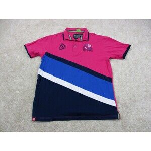 Hong Kong Sevens Rugby Shirt Adult Large Pink Kukri HSBC Logo Polo Mens